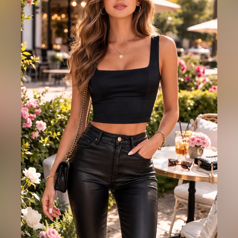 Bailey 44 Black Square-Neck Crop Top NWOT